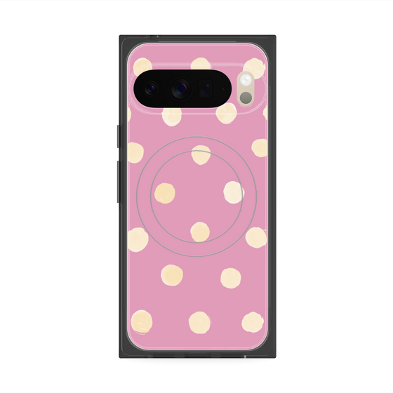 プレミアムスクエアケース with Pixelsnap［ 水彩ドット・レトロカラー - Pink ］