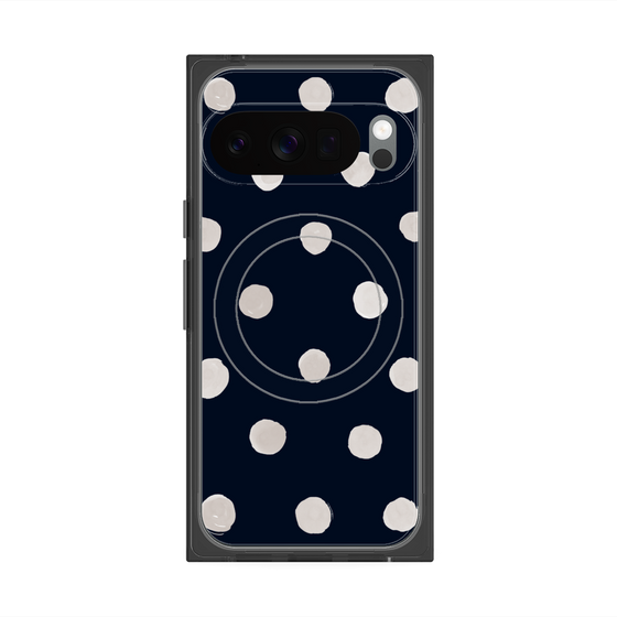 プレミアムスクエアケース with Pixelsnap［ 水彩ドット・レトロカラー - Navy ］