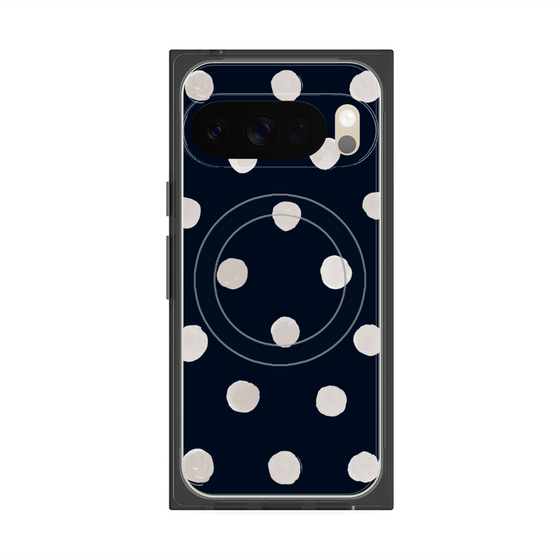 プレミアムスクエアケース with Pixelsnap［ 水彩ドット・レトロカラー - Navy ］