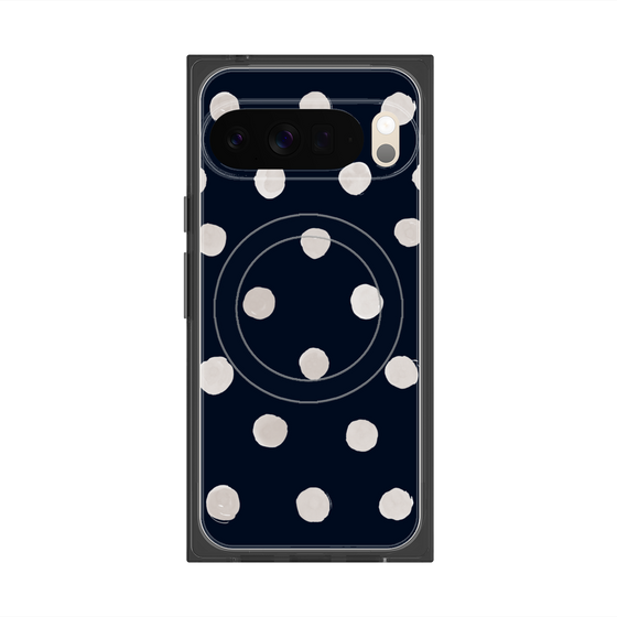プレミアムスクエアケース with Pixelsnap［ 水彩ドット・レトロカラー - Navy ］
