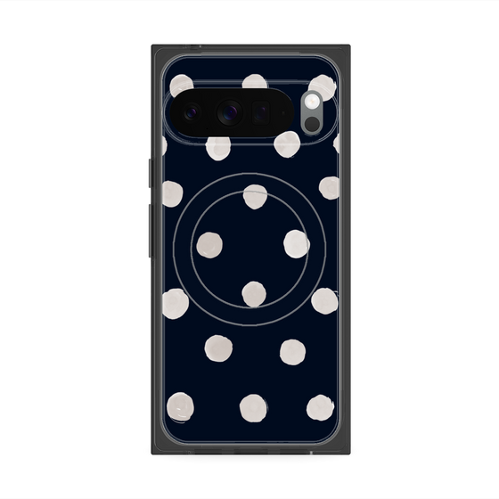 プレミアムスクエアケース with Pixelsnap［ 水彩ドット・レトロカラー - Navy ］