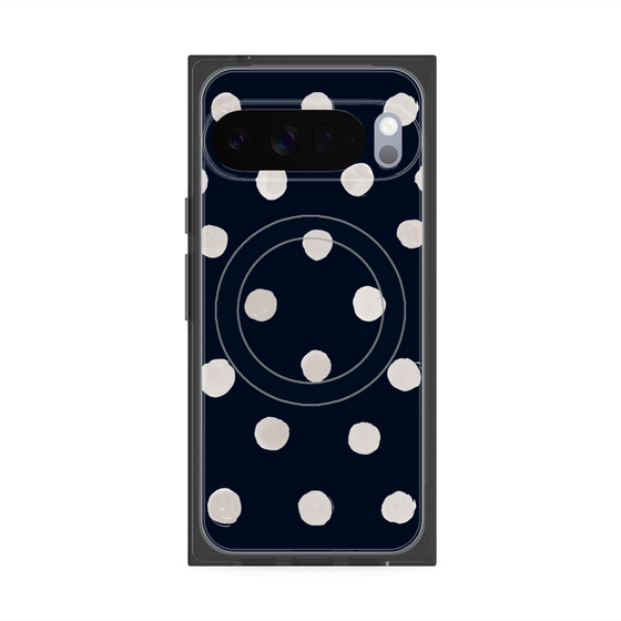 プレミアムスクエアケース with Pixelsnap［ 水彩ドット・レトロカラー - Navy ］