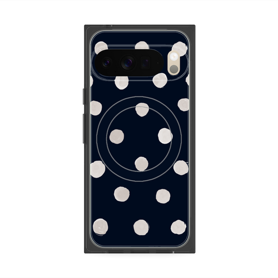 プレミアムスクエアケース with Pixelsnap［ 水彩ドット・レトロカラー - Navy ］