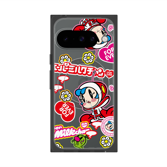プレミアムスクエアケース with Pixelsnap［ スーパーミルクチャンFOREVER♥ - ロゴ＆キャラ ］