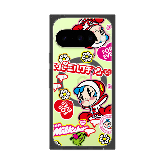 プレミアムスクエアケース with Pixelsnap［ スーパーミルクチャンFOREVER♥ - ロゴ＆キャラ ］