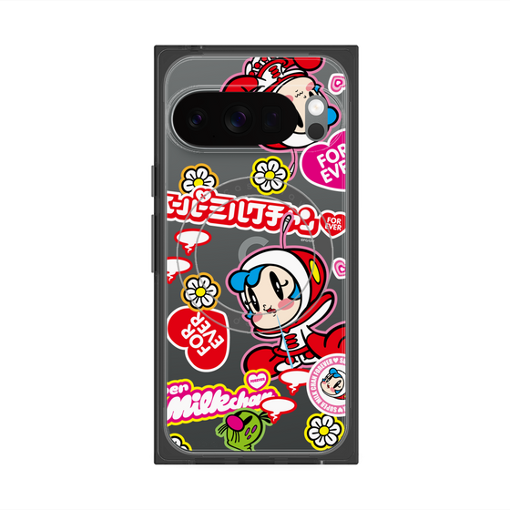 プレミアムスクエアケース with Pixelsnap［ スーパーミルクチャンFOREVER♥ - ロゴ＆キャラ ］