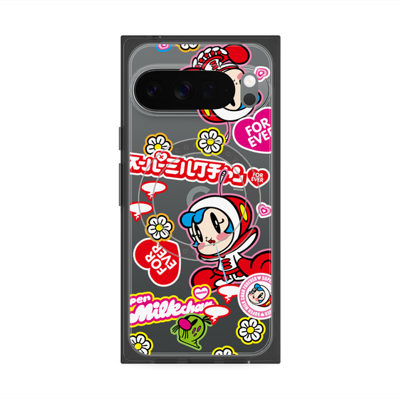 プレミアムスクエアケース with Pixelsnap［ スーパーミルクチャンFOREVER♥ - ロゴ＆キャラ ］
