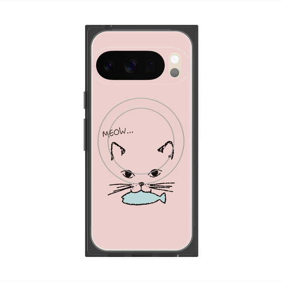 プレミアムスクエアケース with Pixelsnap［ 食いしん坊なねこ - Pink ］