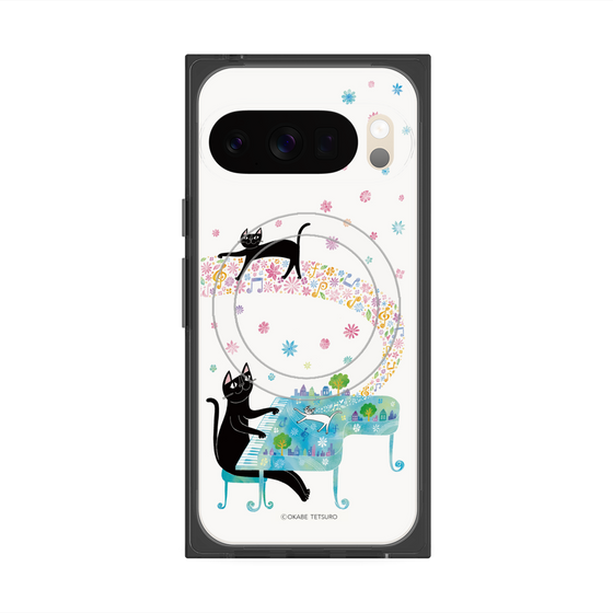 プレミアムスクエアケース with Pixelsnap［ おかべてつろう - 黒猫クロのとおりみち ］