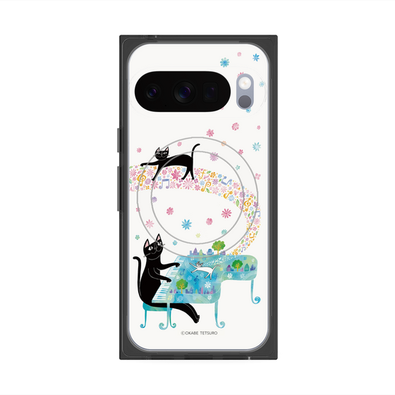 プレミアムスクエアケース with Pixelsnap［ おかべてつろう - 黒猫クロのとおりみち ］