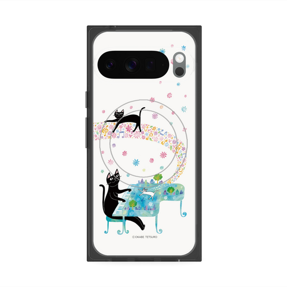 プレミアムスクエアケース with Pixelsnap［ おかべてつろう - 黒猫クロのとおりみち ］