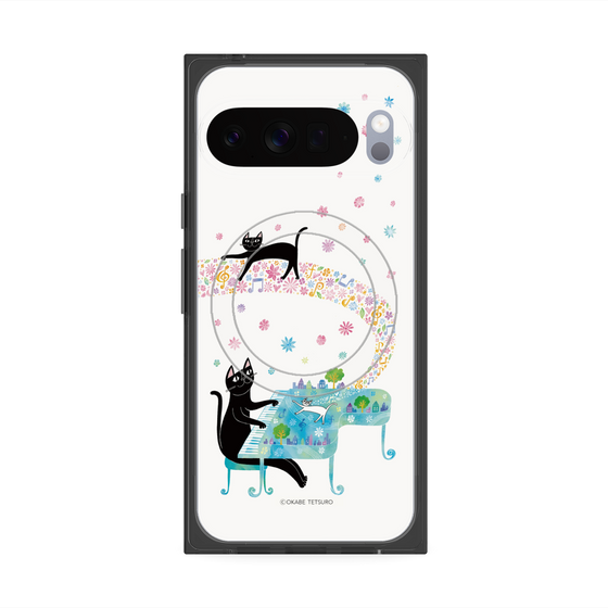 プレミアムスクエアケース with Pixelsnap［ おかべてつろう - 黒猫クロのとおりみち ］