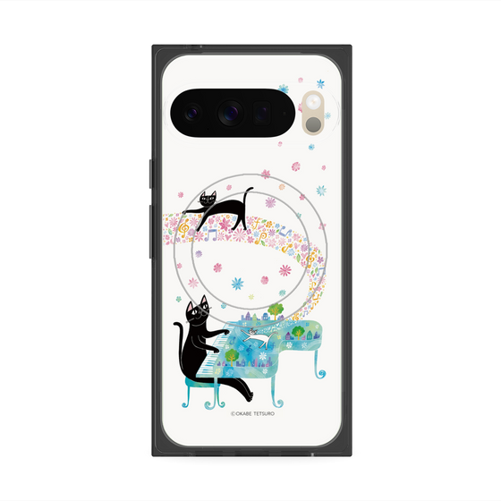 プレミアムスクエアケース with Pixelsnap［ おかべてつろう - 黒猫クロのとおりみち ］