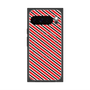プレミアムスクエアケース with Pixelsnap［ Small Stripe - Red × Black ］