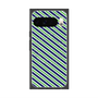 プレミアムスクエアケース with Pixelsnap［ Small Stripe - Navy × Green ］