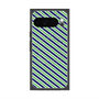 プレミアムスクエアケース with Pixelsnap［ Small Stripe - Navy × Green ］