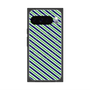 プレミアムスクエアケース with Pixelsnap［ Small Stripe - Navy × Green ］