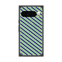 プレミアムスクエアケース with Pixelsnap［ Small Stripe - Navy × Green ］