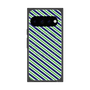 プレミアムスクエアケース with Pixelsnap［ Small Stripe - Navy × Green ］