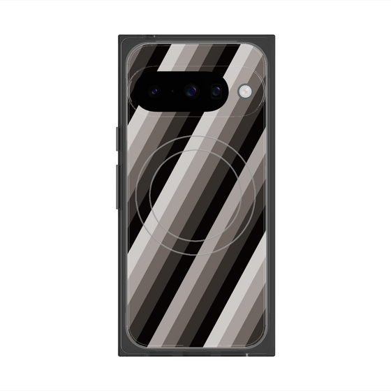 プレミアムスクエアケース with Pixelsnap［ Middle Stripe - Black ］