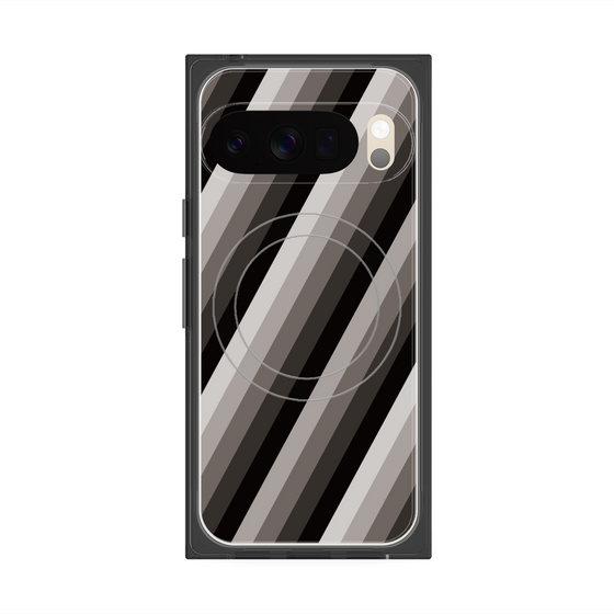 プレミアムスクエアケース with Pixelsnap［ Middle Stripe - Black ］
