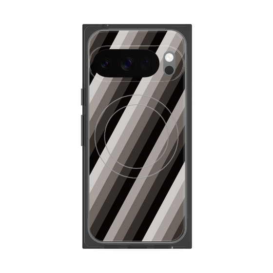 プレミアムスクエアケース with Pixelsnap［ Middle Stripe - Black ］