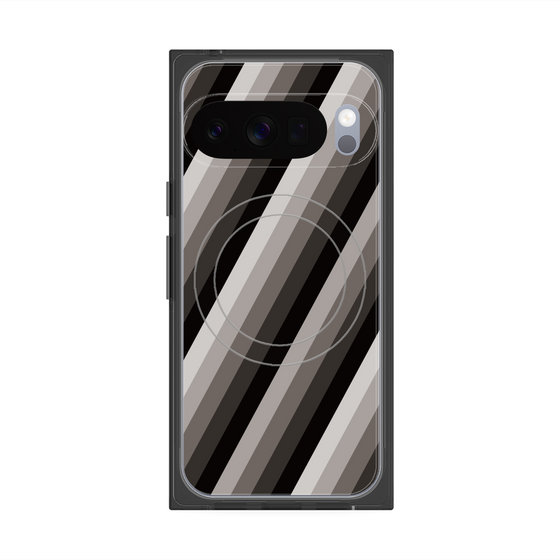 プレミアムスクエアケース with Pixelsnap［ Middle Stripe - Black ］