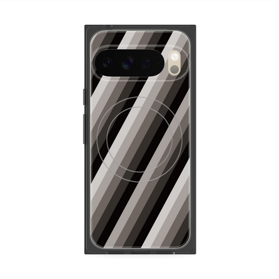 プレミアムスクエアケース with Pixelsnap［ Middle Stripe - Black ］