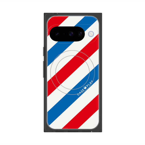 プレミアムスクエアケース with Pixelsnap［ Big Stripe - Red × Blue ］