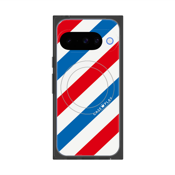 プレミアムスクエアケース with Pixelsnap［ Big Stripe - Red × Blue ］