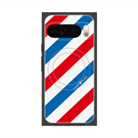 プレミアムスクエアケース with Pixelsnap［ Big Stripe - Red × Blue ］