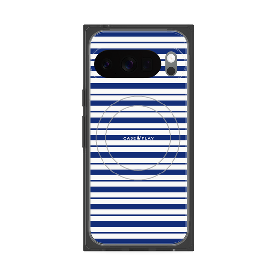 プレミアムスクエアケース with Pixelsnap［ Small Border - Navy ］