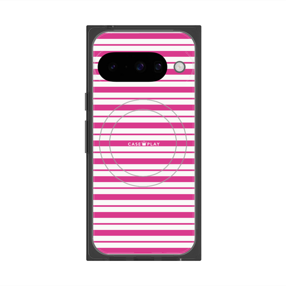 プレミアムスクエアケース with Pixelsnap［ Small Border - Pink ］