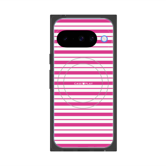 プレミアムスクエアケース with Pixelsnap［ Small Border - Pink ］