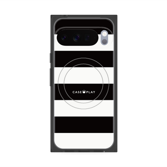 プレミアムスクエアケース with Pixelsnap［ Big Border - Black ］