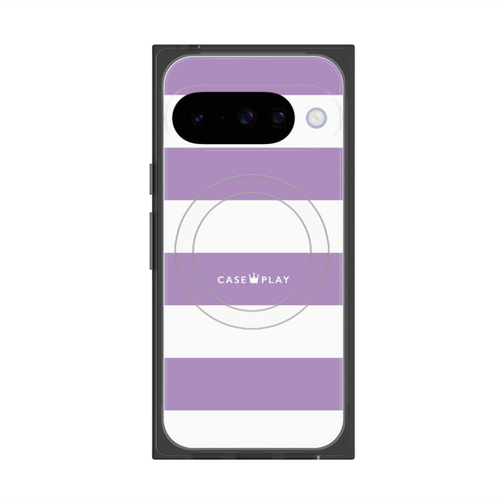 プレミアムスクエアケース with Pixelsnap［ Big Border - Purple ］