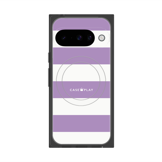 プレミアムスクエアケース with Pixelsnap［ Big Border - Purple ］