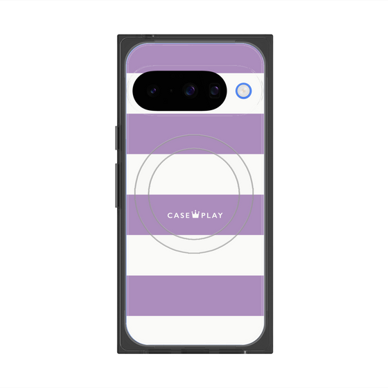 プレミアムスクエアケース with Pixelsnap［ Big Border - Purple ］