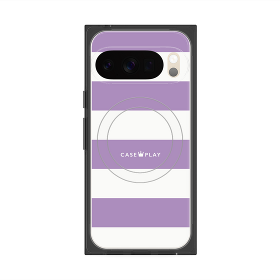 プレミアムスクエアケース with Pixelsnap［ Big Border - Purple ］