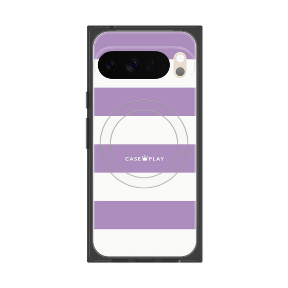 プレミアムスクエアケース with Pixelsnap［ Big Border - Purple ］