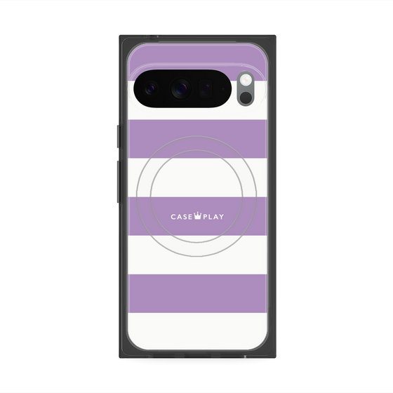 プレミアムスクエアケース with Pixelsnap［ Big Border - Purple ］