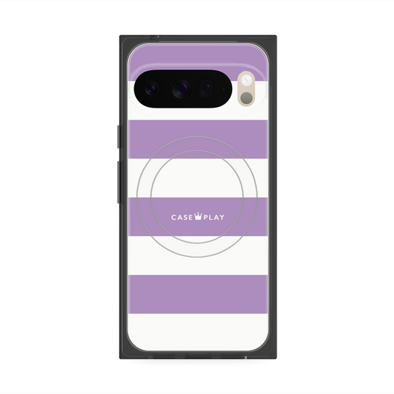プレミアムスクエアケース with Pixelsnap［ Big Border - Purple ］