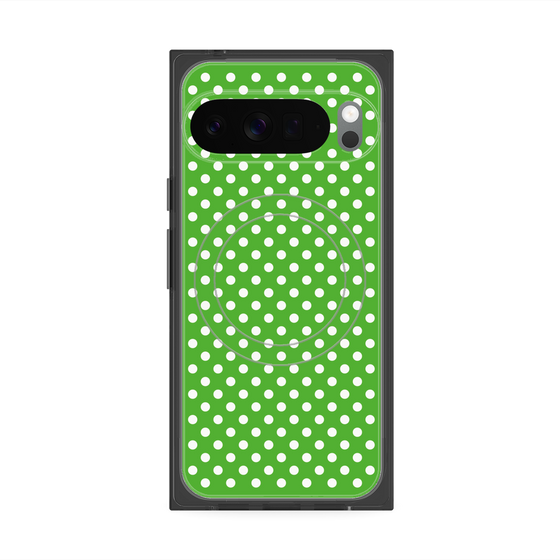 プレミアムスクエアケース with Pixelsnap［ Small Dot - Green ］