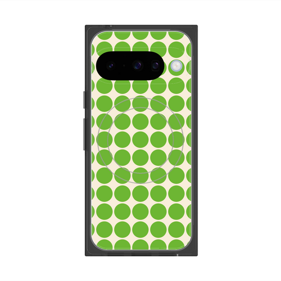 プレミアムスクエアケース with Pixelsnap［ Big Dot - Green ］