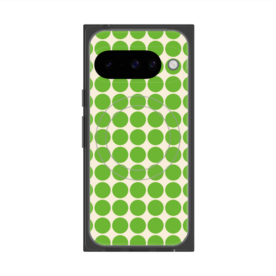 プレミアムスクエアケース with Pixelsnap［ Big Dot - Green ］