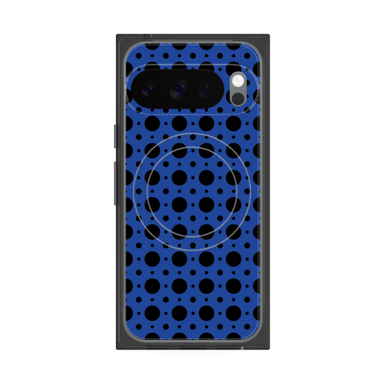 プレミアムスクエアケース with Pixelsnap［ Shower Dot - Blue ］