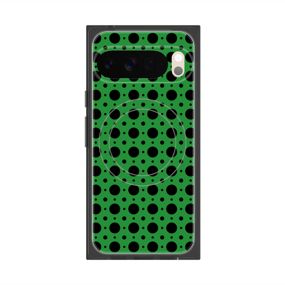 プレミアムスクエアケース with Pixelsnap［ Shower Dot - Green ］