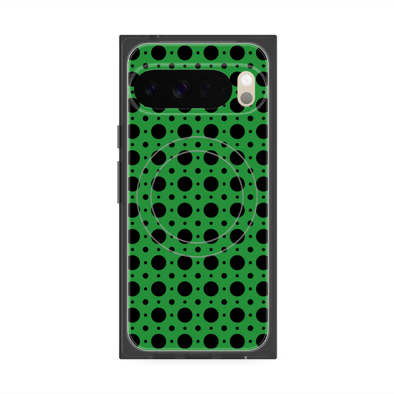 プレミアムスクエアケース with Pixelsnap［ Shower Dot - Green ］