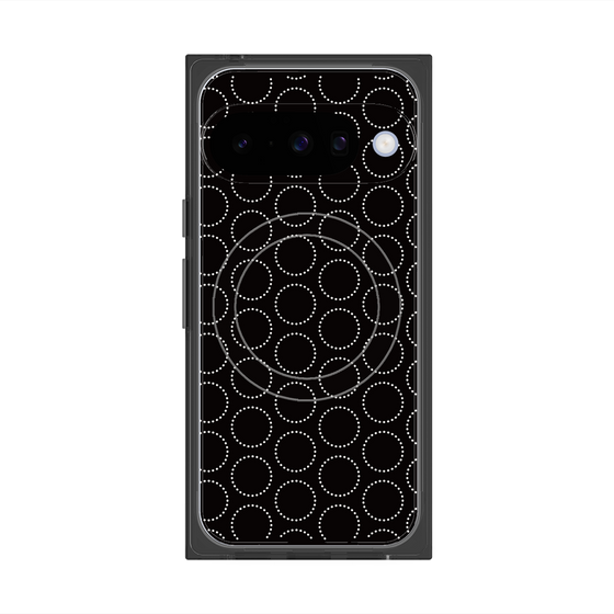 プレミアムスクエアケース with Pixelsnap［ Dot Circle - Black ］