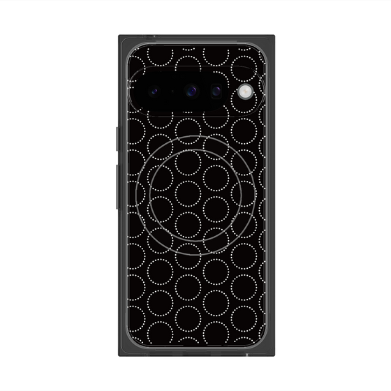 プレミアムスクエアケース with Pixelsnap［ Dot Circle - Black ］